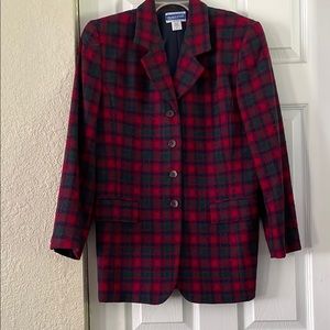 Pendleton Red and Green Plaid Blazer Tailored Fit